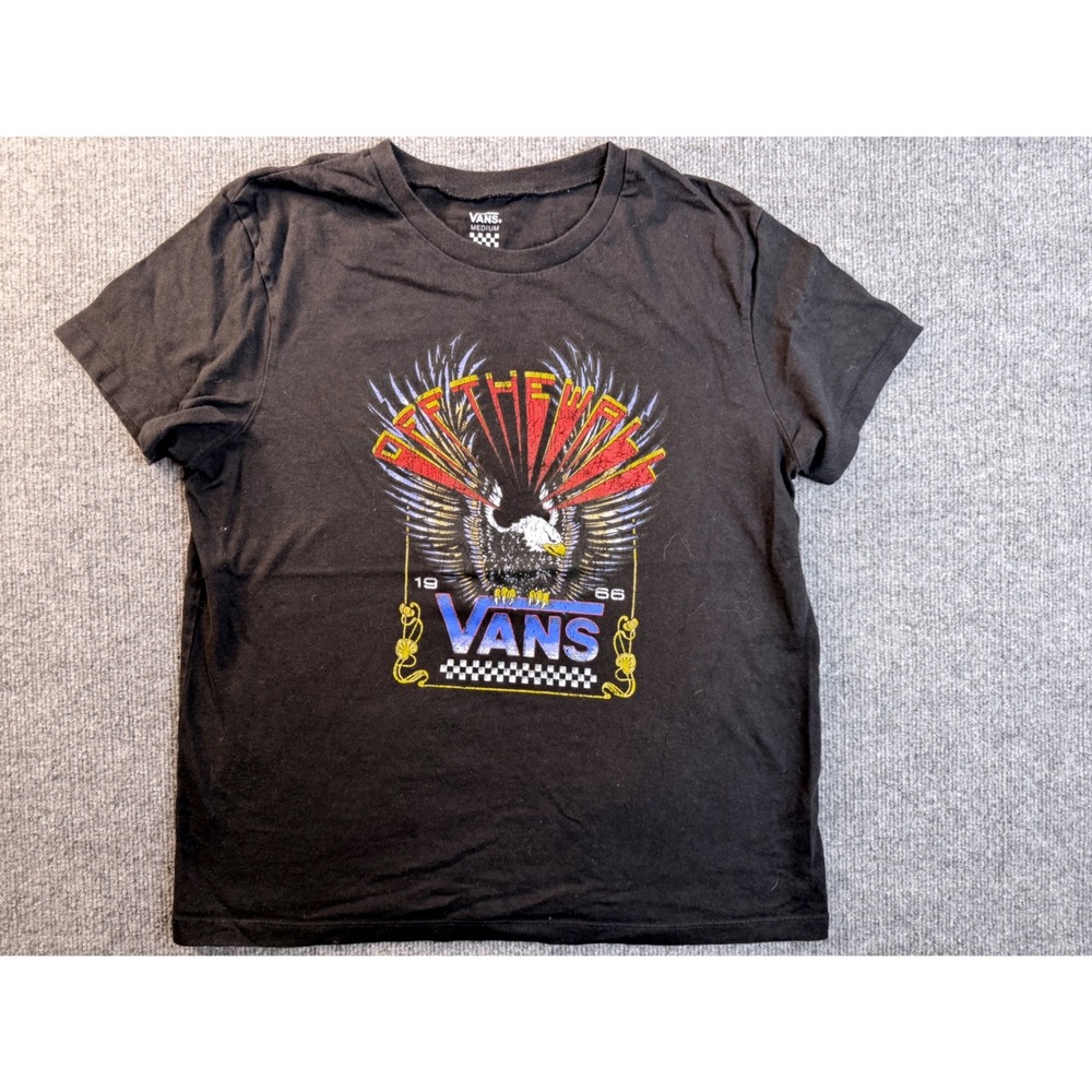 Vans Mens Medium Black Graphic Tee Eagle Off The Wall Short Sleeve T-Shirt Skate